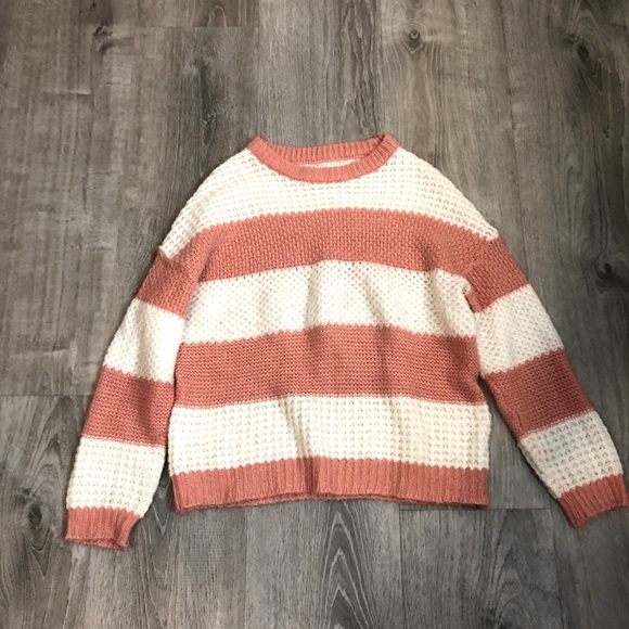 -PINK & White striped sweater- - Picture 2 of 2